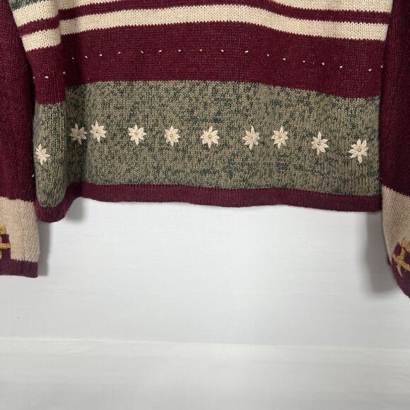 Christopher & Banks XL Christmas Sweater Hand Embroidered Tree Stockings Gifts - Picture 5 of 10